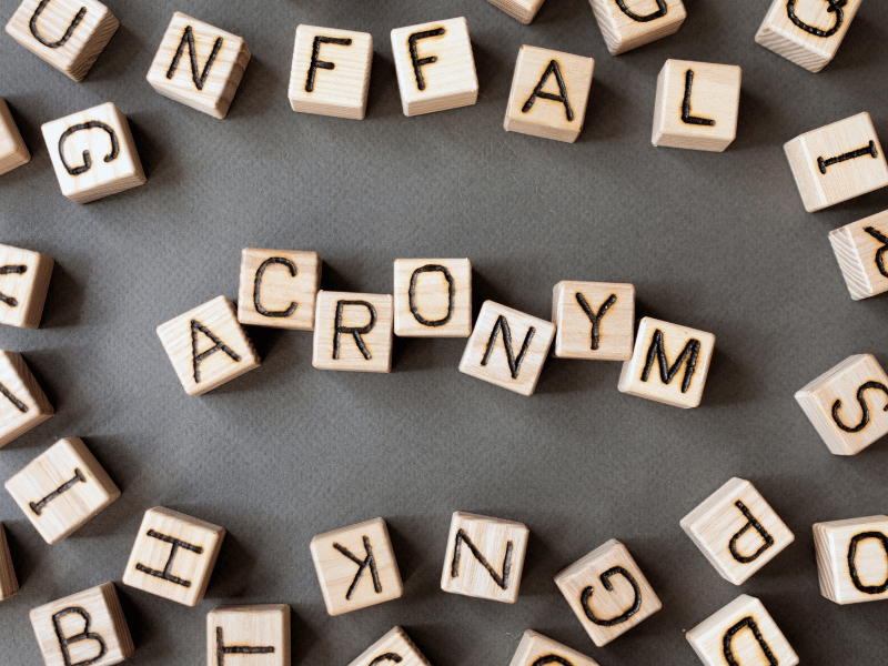 Scrabble tiles spelling Acronym